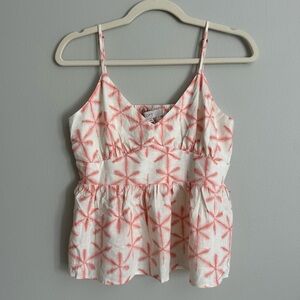 NWT LOFT Star Print Babydoll Tank Linen Blend Small